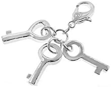 Addicting Charms Shiny Trio of Skeleton Keys Charm for Bracelet or Pendant Necklace with Lobster Clasp