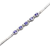 14k White Gold Tanzanite and Diamond Bracelet
