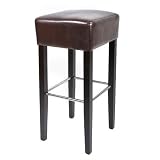 Tabouret de bar bois de h&ecirc;tre massif weng&eacute; brun - BAR-02-WBr