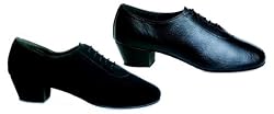 415 Men's Oxford Style Latin Shoe with a 1.5" Pro Heel in Black Grained Leather (Regular Fit)