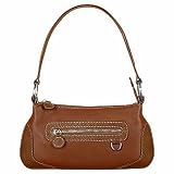 Buti Front Zip Brown Italian Nappa Leather Baguette Bag