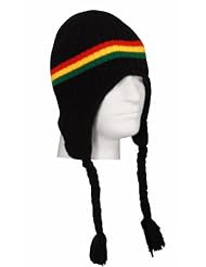 Black Rastafarian Rasta Inspired Peruvian Beanie by HDP Jeep Caps Visors/Helmet/Beanies