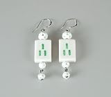 Pair (2) Of Mah Jongg Ox Bone Earings On Sterling French Wires - Mah-Jong Accessories