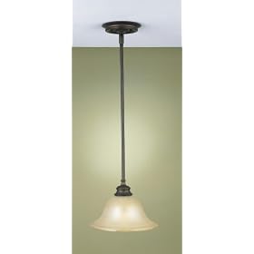 Murray Feiss P1081ORB Pub One-Light Pendant in Oil Rubbed Bronze and Frosted Amber Glass