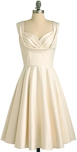 Musical Holiday Women's Sateen Bridal Wedding Bridesmaid Vintage Cream Retro Dress
