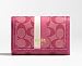 AUTHENTIC COACH HERITAGE STRIPE COMPACT CLUTCH WALLET (Magenta)