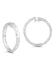 0.12 Cts Diamond Hoop Earrings in 14K White Gold