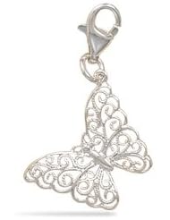 CleverSilvers Filigree Butterfly Charm With Lobster Clasp