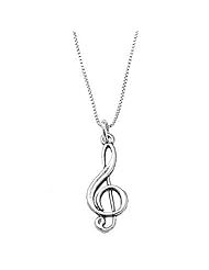 Sterling Silver One Sided Treble Clef Music Note Necklace