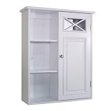Elite Home Fashions Dawson Collection Shelved Wall Cabinet with Storage Cubbies, White