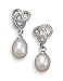 Rhodium Plated Silver Love Knot Earrings With Cultured Freshwater Pearl Drop