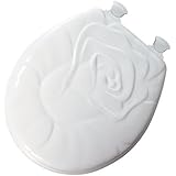 Mayfair 28EC 000 Rose Sculptured Molded Wood Toilet Seat with Lift-Off Hinges, Round, White
