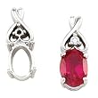 14K White Gold Chatham Created Ruby and Diamond Earrings