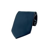 Solid Color Navy Blue 100% Silk Mens Necktie Tie