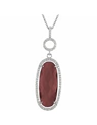 14K White Gold Double-Sided Checkerboard Cut Smoky Quartz and Diamond Pendant -- LIFETIME WARRANTY