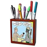 Londons Times Funny Society Cartoons - Gas Mask Use in Iraq - Tile Pen Holders-5 inch tile pen holder