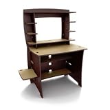 Legare 36" Natural Oak & Espresso Ash Reversible Desk with Hutch & CPU Shelf, MPXE-100