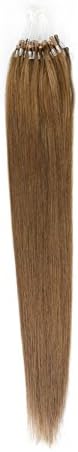 Rosee Unprocessed Loop Micro Ring Beads Tipped Human Hair Extensions 50s (18", 6# Chestnut Brown)