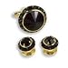 Tuxedo Cufflinks and Studs - Black Stone in a Black Austrian Crystal Setting