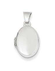 14k White Gold 13mm Oval Plain Assembled Locket. Metal Wt- 0.56g