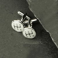 Executive Style Rodium Car Shifter Gear Cufflinks