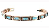 Copper Clad 5 MM Magnetic Link Reconstituted Turquiose Bracelet 7.5 Long with Fold over Clasps