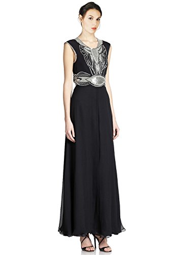 Parker Beaded Open Back Silk Evening Gown Dress