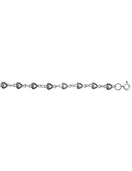 Sterling Silver Heart Charm Bracelet, 1/4 inch wide