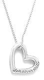 Sterling Silver "Love Never Fails" Heart Pendant by Bob Siemon, 18"