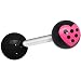 Black Pink Polka Dot Heart Barbell Tongue Ring