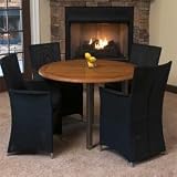 70236 5pc Vogue 5 Foot Round Teak Stainless Apollo Armchair Set