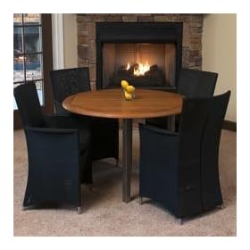 70236 5pc Vogue 5 Foot Round Teak Stainless Apollo Armchair Set