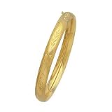 14K Yellow Gold Engraved Bangle - 8 MM