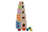 Eichhorn 100002085 - Steckwürfel-Steckturm - 10 teilig - 5 Würfel zum Stapeln - mit 5 Steckteilen - 47cm