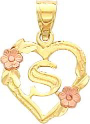 31ZuIUASOEL 14K Two Tone Gold Initial S Heart Charm
