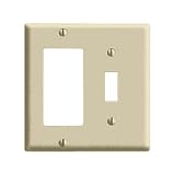 Leviton 80405-I Dual-Gang Combination Wall Plate (1 Decora/1 Toggle), Ivory