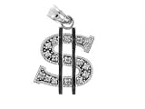 14K WHITE GOLD CHARM PENDANT w/DIAMONDS - DOLLAR SIGN