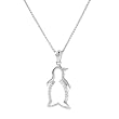 Sterling Silver Diamond-Accent Penguin Pendant, 18"