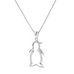 Sterling Silver Diamond-Accent Penguin Pendant, 18