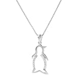Sterling Silver Diamond-Accent Penguin Pendant (.025cttw), 18