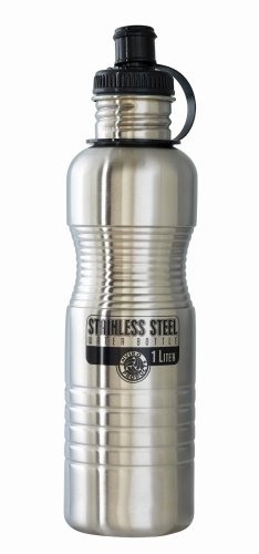 New Wave Enviro Stainless Steel Water Bottle (1-Liter, Silver)