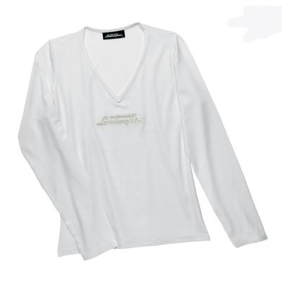 Lamborghini Ladies White V-Neck