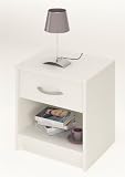 Produkt-Bild: Nachttisch, Nachtkommode, Beistellschrank, Kommode Isis weiss mit 1 Schublade