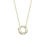 14K Yellow Gold Round Diamond Necklace (0.05 ctw, G-H, SI1)