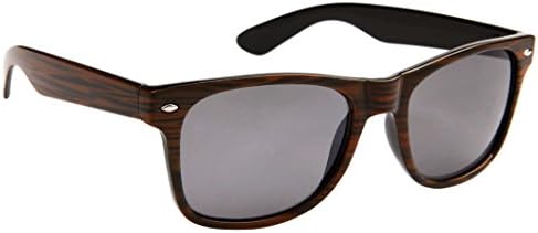 Classic Wayfarer Sunglasses for Men & Women Faux Woodgrain, Smoke Lens (Walnut Woodgrain) - 9018