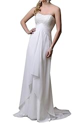 Strapless Natural   Waistline 2015 Chiffon Beaded Wedding Dress 
