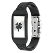 Spikes 316L Stainless Steel Lucky Charm Clover Plate Maze patterned Rubber Bracelet