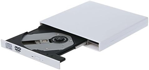FLFLK USB 2.0 Portable External CD DVD Drive with Combo CD-RW Burner Reader (White)