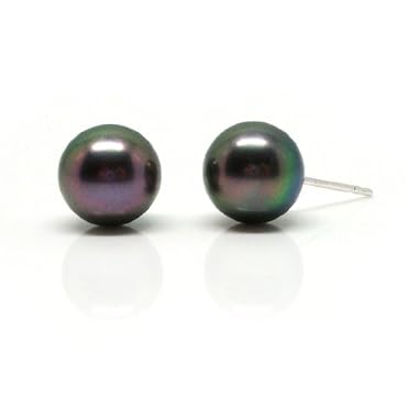HinsonGayle AAA 8.0-8.5 Peacock Pearl Stud Earrings (14kWG)