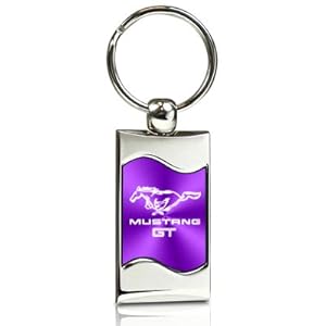 Ford Mustang GT Purple Spun Brushed Metal Key Chain